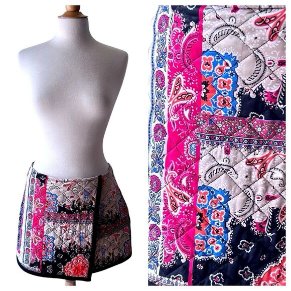 Zara Vibrant Colorful Quilted Boho Hippie Mini Skirt - Large - Picture 2 of 10